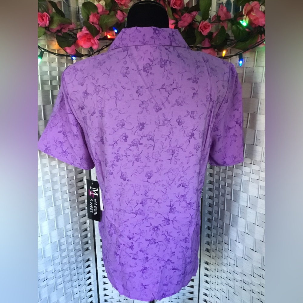 💜🌺🌸 Maggie Sweet Purple Floral Top & Solid Purple Tank S  NWT NOS 🌸🌺💜 - Picture 12 of 12
